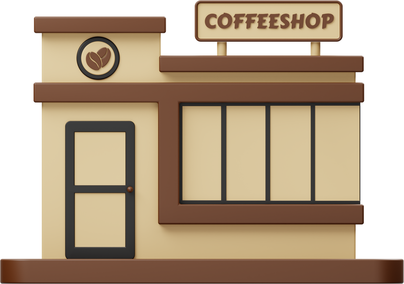 Coffee Shop Building 3D Icon
